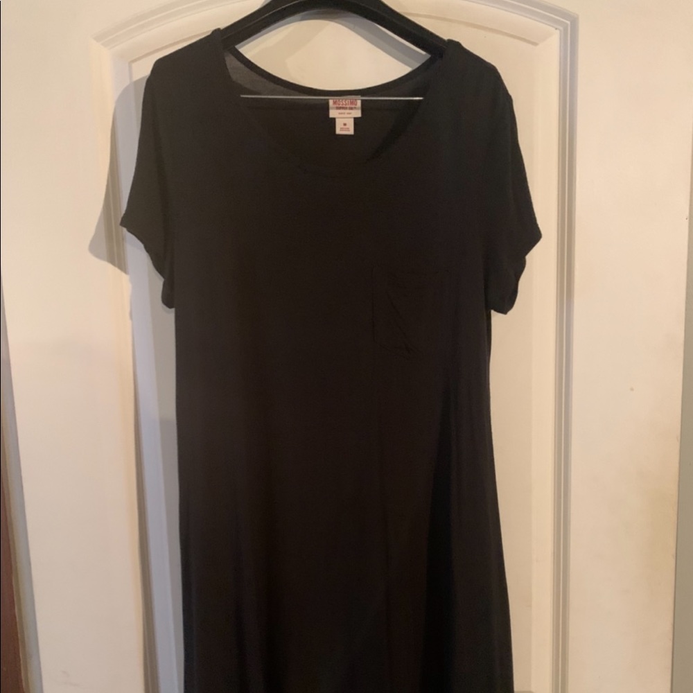 Midi Black t-shirt dress with pocket